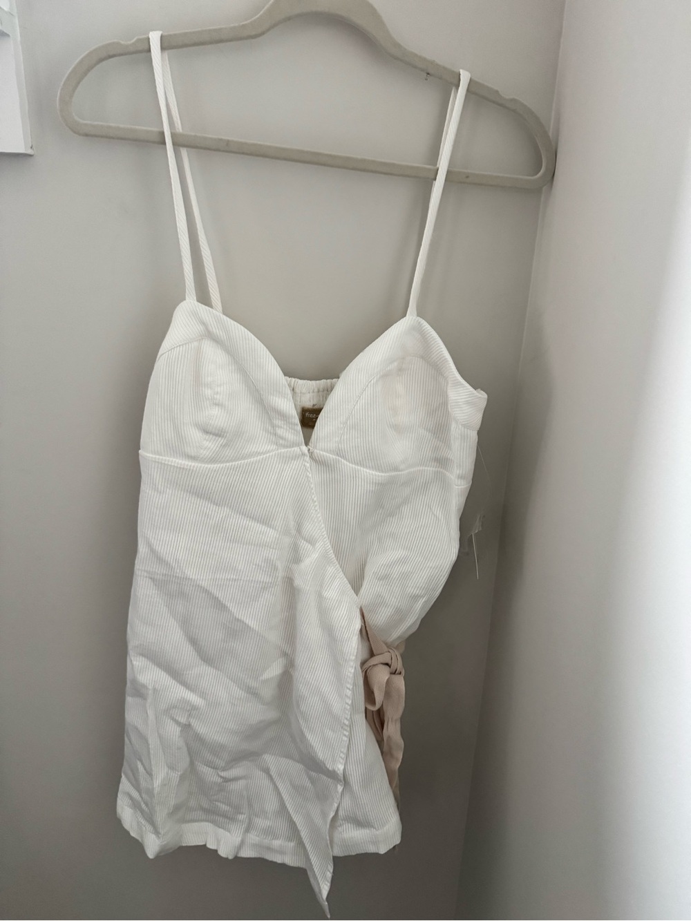 NWT -Free People Light Cream Ribbed Wrap Romper - Picture 4 of 8